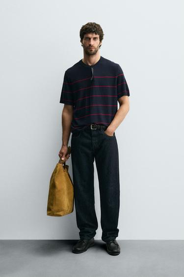 Zara Трикотажная жаккардовая футболка в полоску