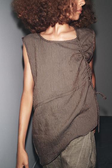 Zara Асимметричный топ в полоску