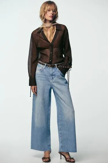 Джинсы Z1975 WIDE LEG CROPPED с высокой посадкой и поясом