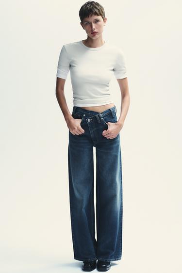 Zara Джинсы TRF WIDE LEG с перекрестной талией и высокой посадкой купить с доставкой.