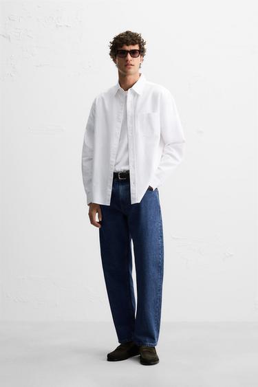 Zara Рубашка оксфорд с текстурой купить с доставкой.