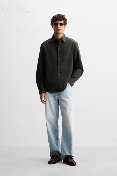 Zara Рубашка оксфорд с текстурой купить с доставкой.