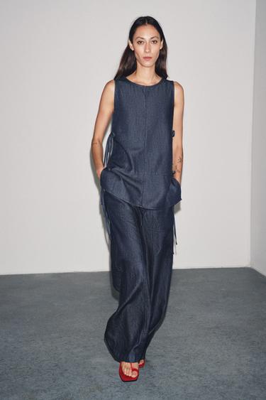 Zara Джинсовый топ с завязками — ZW COLLECTION