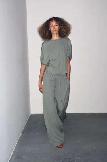 Брюки в пижамном стиле из текучей ткани — ZW COLLECTION