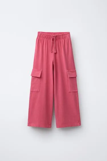 Брюки WIDE LEG карго с эффектом потертости