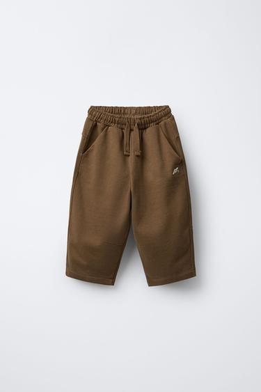 Zara Брюки прямого кроя из мягкой ткани с логотипом купить с доставкой.
