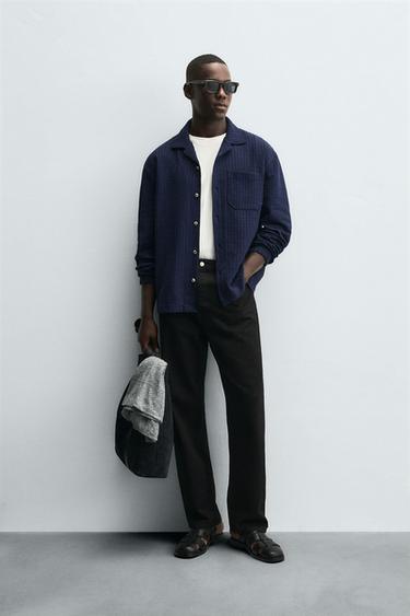 Zara Куртка-рубашка из жатой ткани комфортной посадки