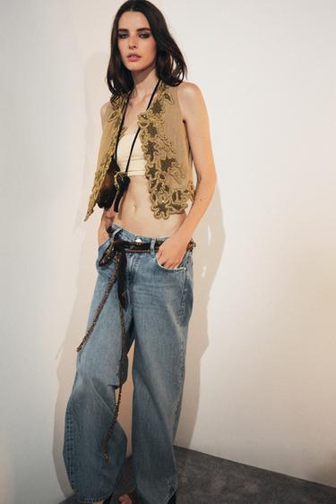 Zara Жилет с контрастной вышивкой — ZW COLLECTION