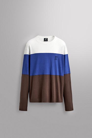 Zara Футболка из льна и хлопка в стиле колор-блок купить с доставкой.