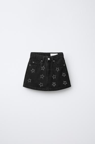 Zara Джинсовая юбка со звездами и блестками купить с доставкой.