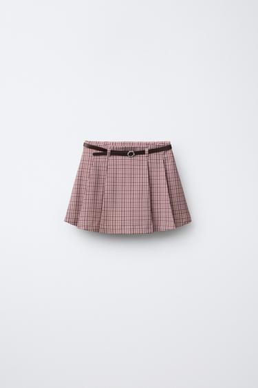 Zara Юбка-шорты в клетку с ремнем купить с доставкой.