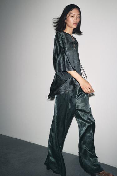 Zara Атласная рубашка-накидка — ZW COLLECTION