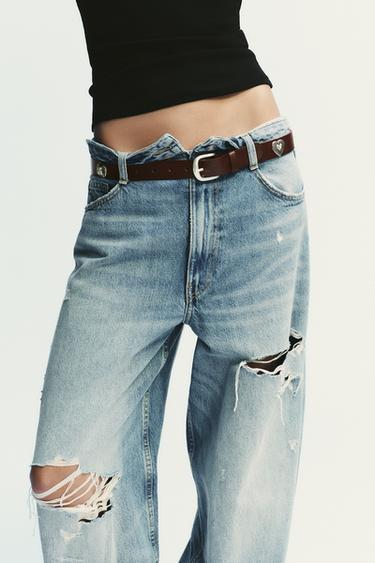 Zara Кожаный ремень с заклепками в виде сердец купить с доставкой.