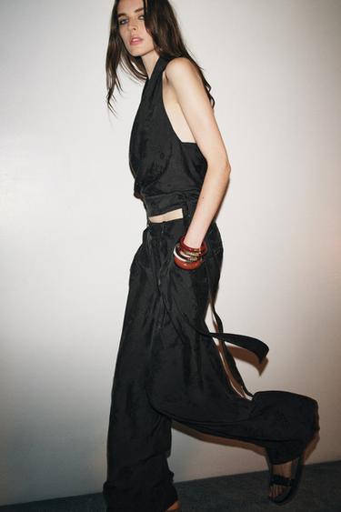 Zara Топ-халтер из жаккардовой ткани с цветочным рисунком — ZW COLLECTION