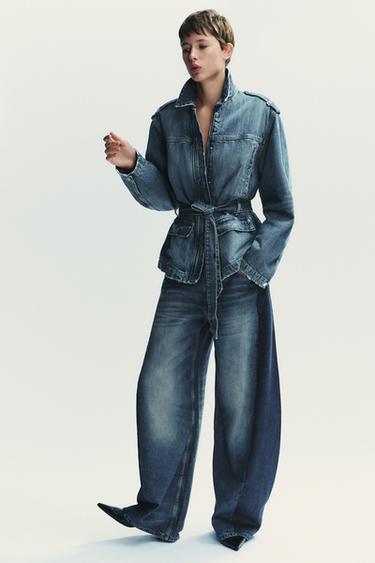 Zara Длинная джинсовая куртка TRF