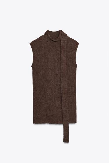 Zara Топ с текстурным шарфом купить с доставкой.