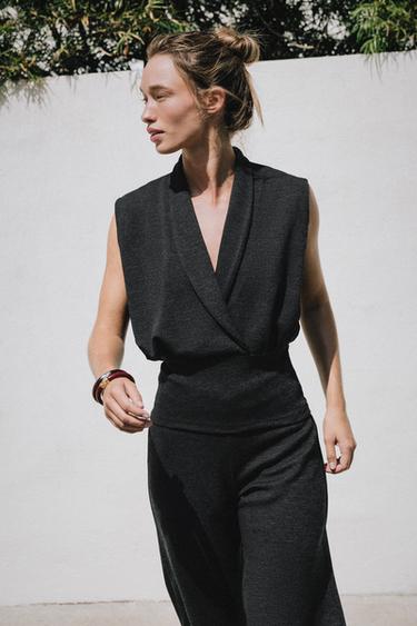 Zara Топ из пике на запáхе купить с доставкой.