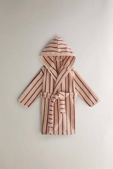 Zara Детский халат в полоску из велюра