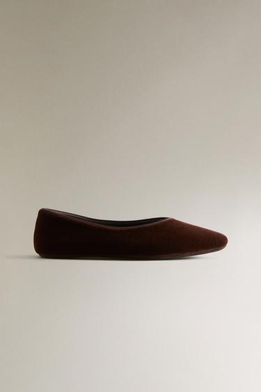 Zara Туфли балетки из бархата