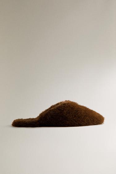 Zara Тапочки-мюли с искусственным мехом