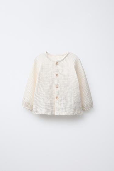 Zara Рубашка из ткани бамбула купить с доставкой.