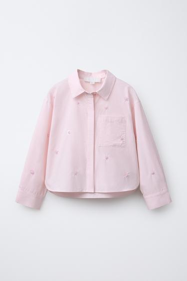 Zara Рубашка с цветами и бусинами купить с доставкой.