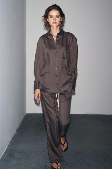 Zara Рубашка оверсайз в полоску — ZW COLLECTION