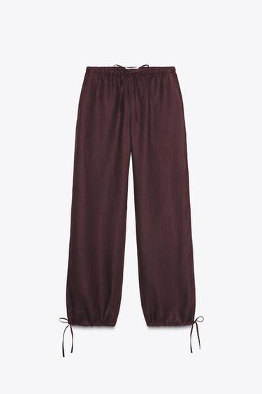 Zara Льняные брюки-баллоны купить с доставкой.