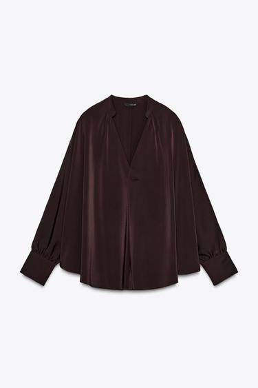 Zara Блуза из атласа с рукавами-накидками