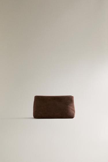 Zara Маленькая кожаная косметичка с разделительной замшевой отделкой купить с доставкой.
