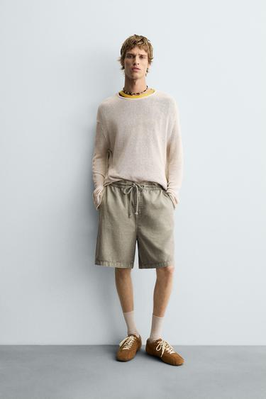Zara Шорты с эффектом потертости RELAXED FIT купить с доставкой.