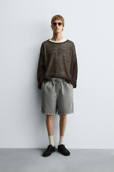 Zara Шорты с эффектом потертости RELAXED FIT купить с доставкой.