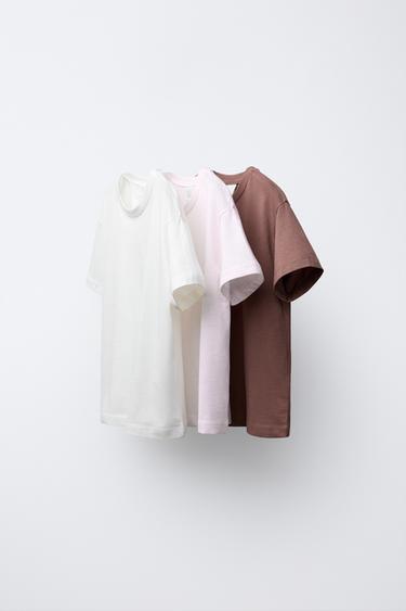 Zara Набор из трех однотонных футболок купить с доставкой.