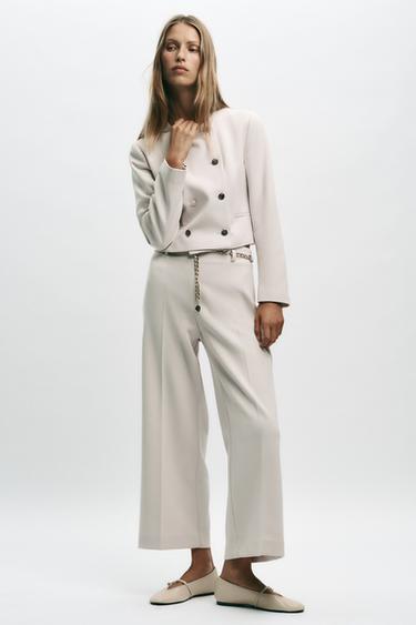 Zara Укороченные брюки с ремнем-цепочкой купить с доставкой.