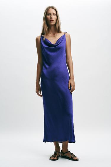 Zara Платье-комбинация миди с фурнитурой купить с доставкой.