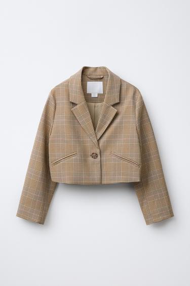 Zara Укороченный блейзер в клетку