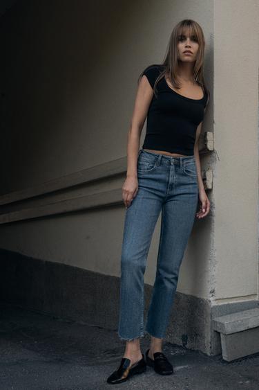 Zara Джинсы ZARA TRF с высокой посадкой и укороченным широким подолом