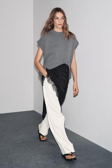 Zara Вязаный шерстяной жилет оверсайз купить с доставкой.