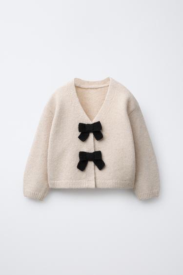 Zara Вязаный кардиган с бантами