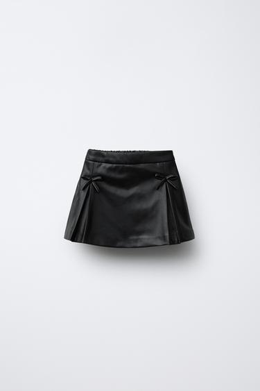 Zara Юбка-брюки из искусственной кожи с бантами купить с доставкой.