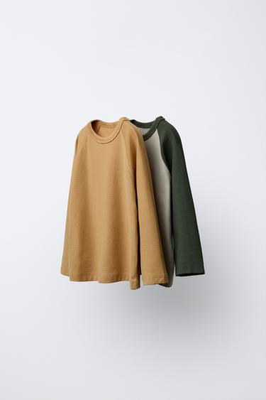 Zara Набор из двух футболок реглан с логотипом купить с доставкой.