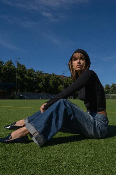 Zara Джинсы BAGGY FOLDED TRF со средней посадкой