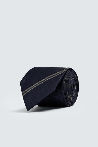 Zara Галстук из 100% шелка в полоску купить с доставкой.