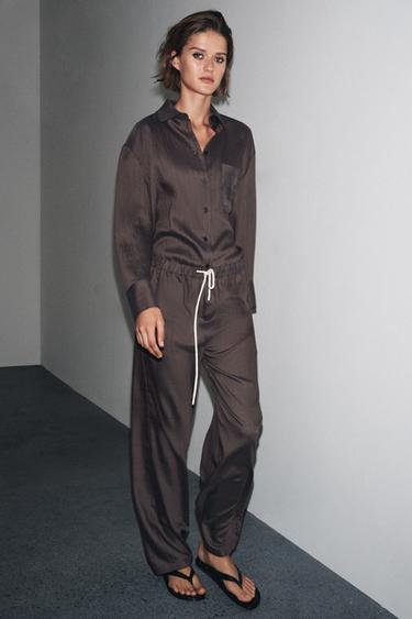 Zara Полосатые брюки в пижамном стиле — ZW COLLECTION