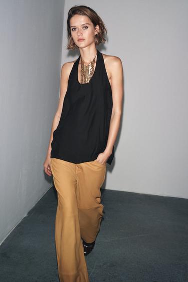 Zara Топ-халтер из струящейся ткани — ZW COLLECTION