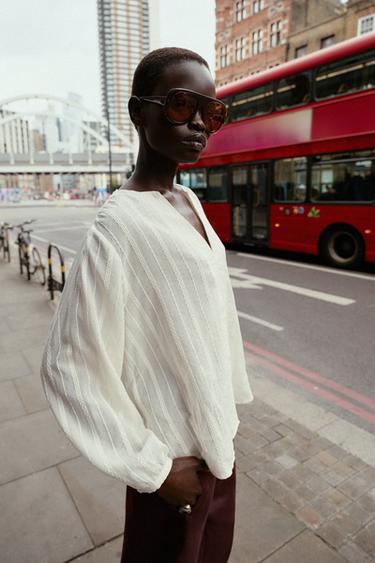 Zara Блуза в рустикальную полоску