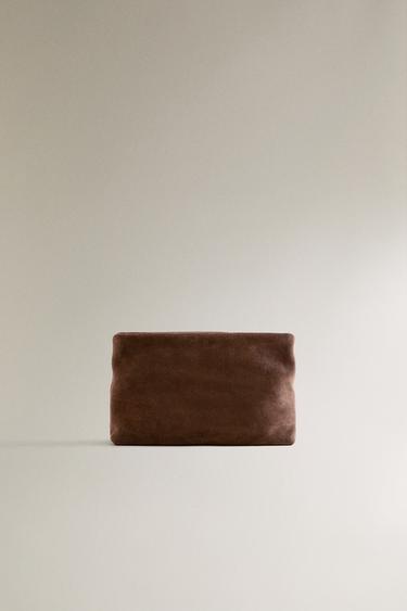 Zara Средняя кожаная косметичка с разделительным замшевым покрытием купить с доставкой.