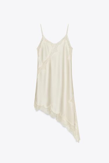 Zara Платье асимметричного кроя с кружевом — ZW COLLECTION купить с доставкой.
