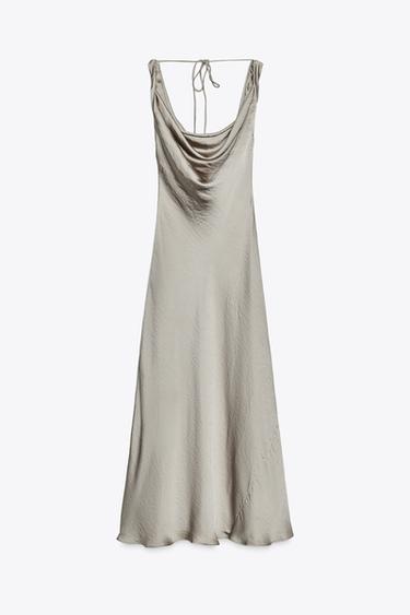Zara Длинное атласное платье из коллекции ZW купить с доставкой.
