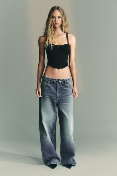 Zara Топ с корсетным лифом в стиле жаккарда